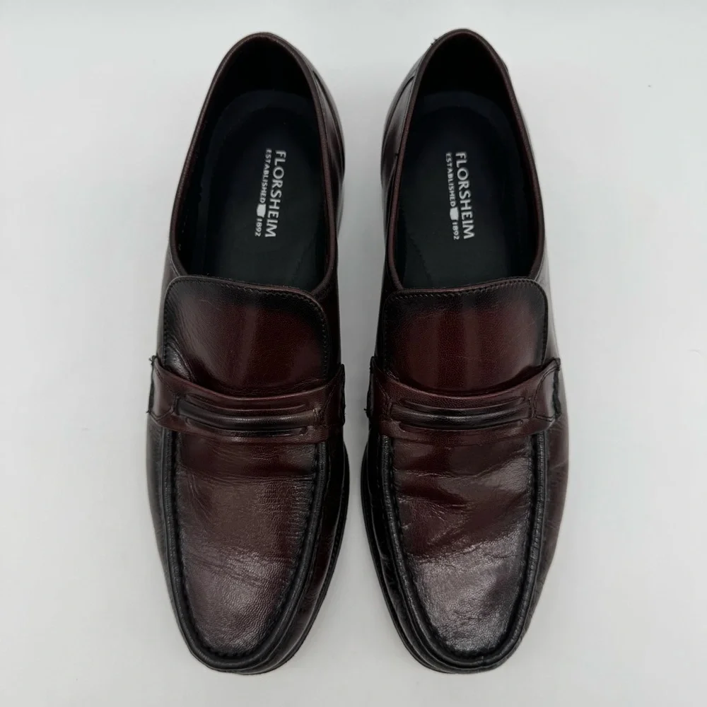 Florsheim Como Black Cherry Leather Moc Toe Strap Loafer Size 9 D